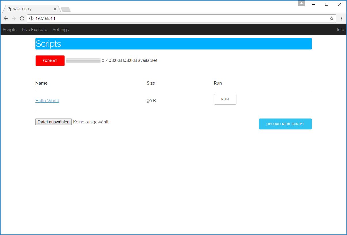 WiFi Ducky Web Interface